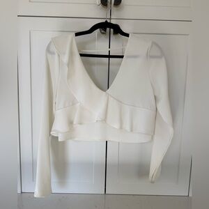 Zara Ivory Cropped Ruffle Blouse